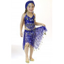 Tenue orientale enfant brillante top jupe bleu nuit