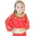 Brassière enfant de danse orientale à manches longues rouge