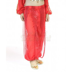 Sarouel enfant de danse orientale à paillettes rouge