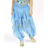 Pantalon enfant de danse orientale à voiles et grelots couleur bleu ciel