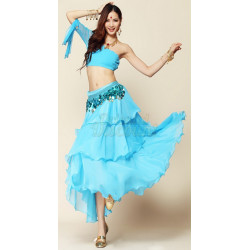 Costume de danse orientale complet bleu ciel