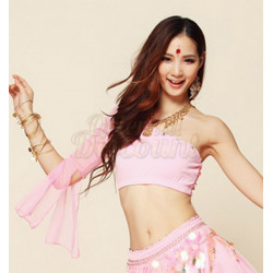 Top de danse orientale à manche rose
