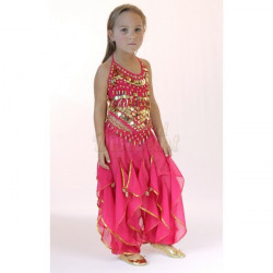 Costume de danse orientale enfant 2 pièces rose fuschia
