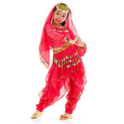 Costume de danse orientale top sarouel enfant fuschia
