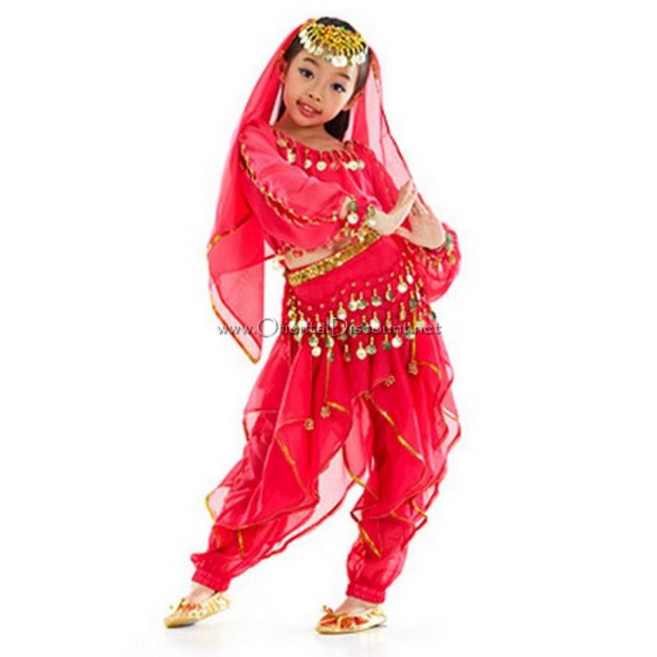 Costume de danse orientale top sarouel enfant fuschia