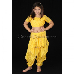 Costume de danse orientale top sarouel enfant jaune