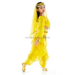 Costume de danse orientale top sarouel enfant jaune