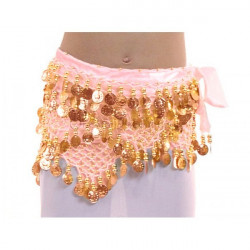 Ceinture de danse orientale enfant rose clair et or