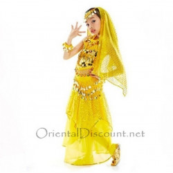 Costume de danse orientale enfant jaune 2 pièces