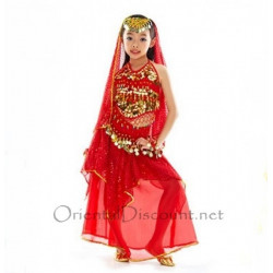 Costume de danse orientale enfant rouge 2 pièces
