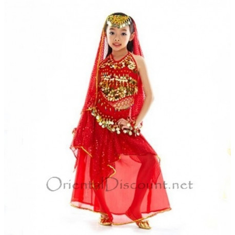 Costume de danse orientale enfant rouge 2 pièces
