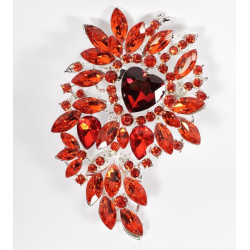 Broche fantaisie coeur dore et strass bleu roy