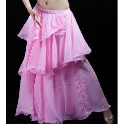 Jupe doublée à volants de danse oriental rose pâle