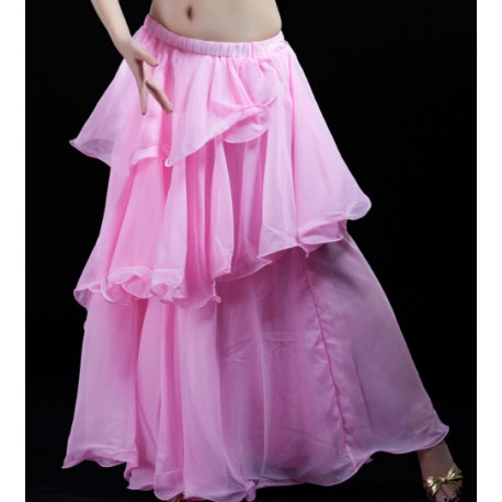 Jupe doublée à volants de danse oriental rose pâle