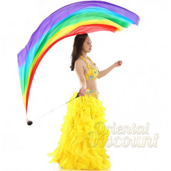 Veil poi en soie de danse orientale pour une main Rainbow 