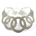 Collier parure strass argenté cercles