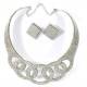Collier parure strass argenté cercles