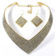 Collier parure strass pointe dorée