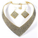 Collier parure strass pointe dorée