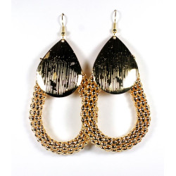 Boucles d'oreilles fantaisie maille ovale or