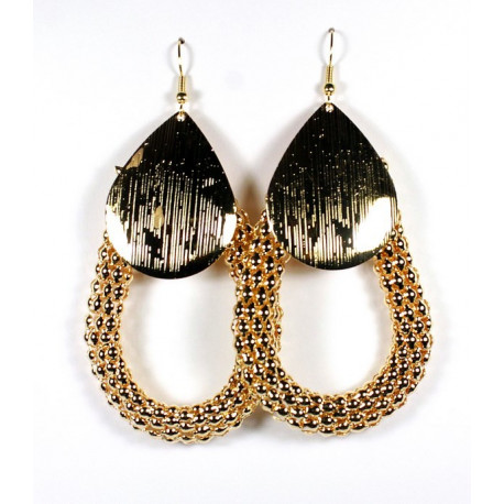 Boucles d'oreilles fantaisie maille ovale or