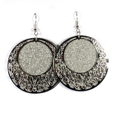 Boucles d'oreilles fantaisie double cercle argent brillant