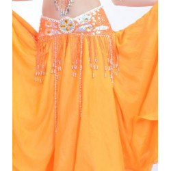 Ceinture de danse orientale satin orientale orange / argenté