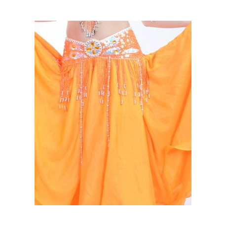 Ceinture de danse orientale satin orientale orange / argenté