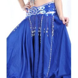 Ceinture de danse orientale satin orientale bleu roy / argenté