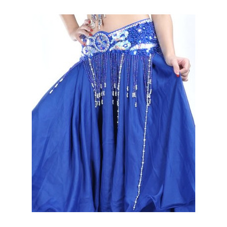 Ceinture de danse orientale satin orientale bleu roy / argenté
