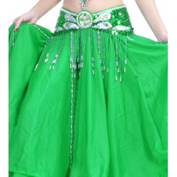 Ceinture de danse orientale satin orientale vert / argenté