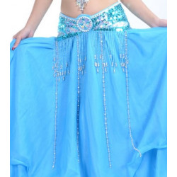 Ceinture de danse orientale satin orientale turquoise / argenté