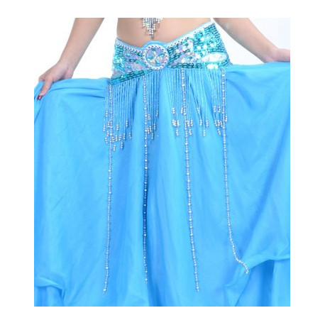 Ceinture de danse orientale satin orientale turquoise / argenté