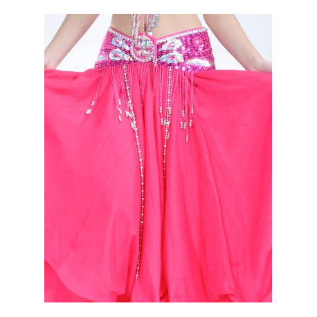 Ceinture de danse orientale satin orientale fushia / argenté