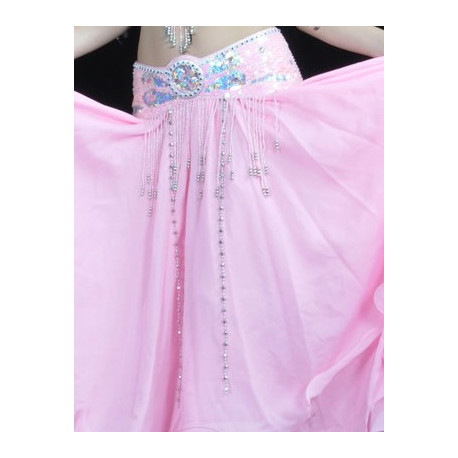 Ceinture de danse orientale satin orientale rose clair