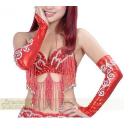 Gants de bras de danse orientale rouge 
