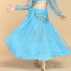 Jupe de danse orientale doublée à paillettes argentées bleu ciel
