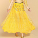 Jupe de danse orientale doublée à paillettes argentées jaune