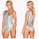 Body justaucorps métallisé à bretelles couleur argent