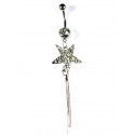 Piercing nombril motif étoile filante argentée