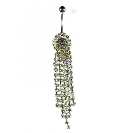Piercing nombril cascade de strass 