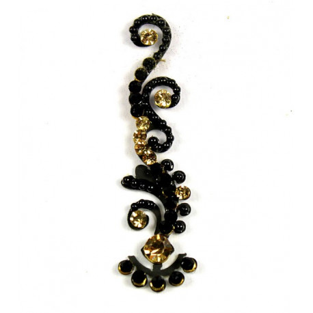 Bindi autocollant indien de luxe noir et strass