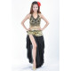 Costume de danse orientale 3 pièces jupe top et ceinture noir et or
