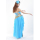 Costume de danse orientale 3 pièces jupe top et ceinture bleu ciel et or