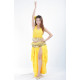 Costume de danse orientale 3 pièces jupe top et ceinture jaune et or