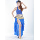 Costume de danse orientale 3 pièces jupe top et ceinture bleu roy et or