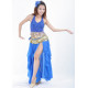 Costume de danse orientale 3 pièces jupe top et ceinture bleu roy et or