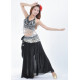 Costume de danse orientale 3 pièces jupe top et ceinture noir argenté