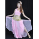 Costume de danse orientale 3 pièces jupe top et ceinture rose et or