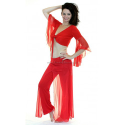 Tenue de cours de danse orientale voilée rouge